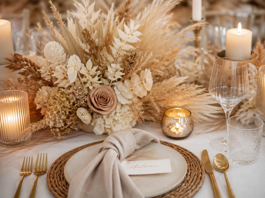Close-up of elegant event table centerpiece